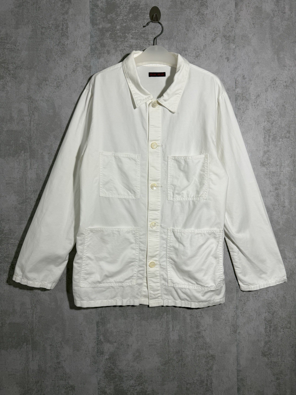 Blue Blue Japan White Chore Jacket Mens Size 2 Cotton Worker Coat Made In Japan