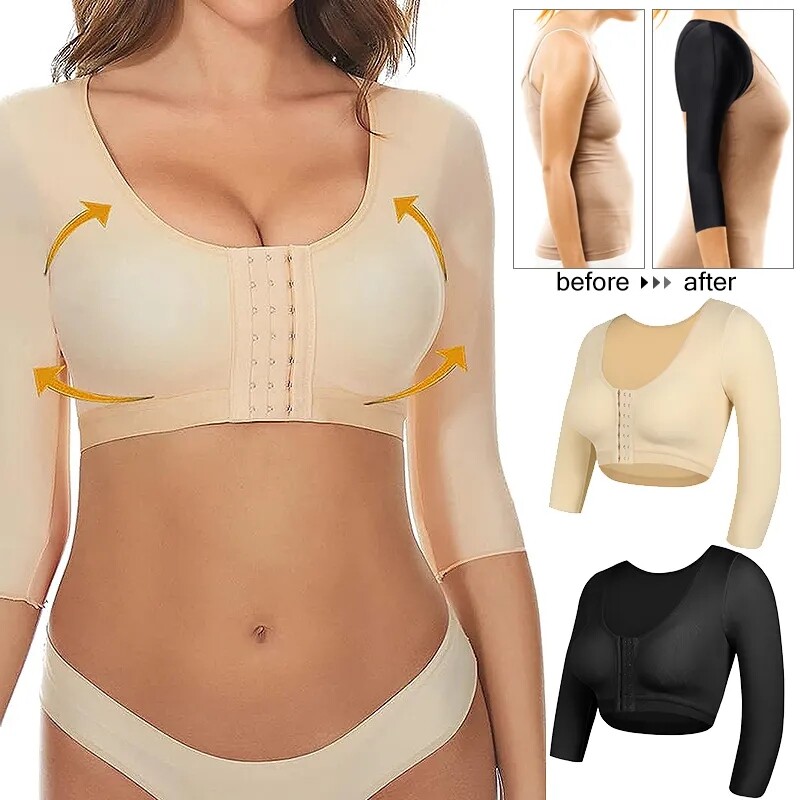 Women Arm Shaper Compression Sleeve Post Surgery Posture Corrector Top Shapewear