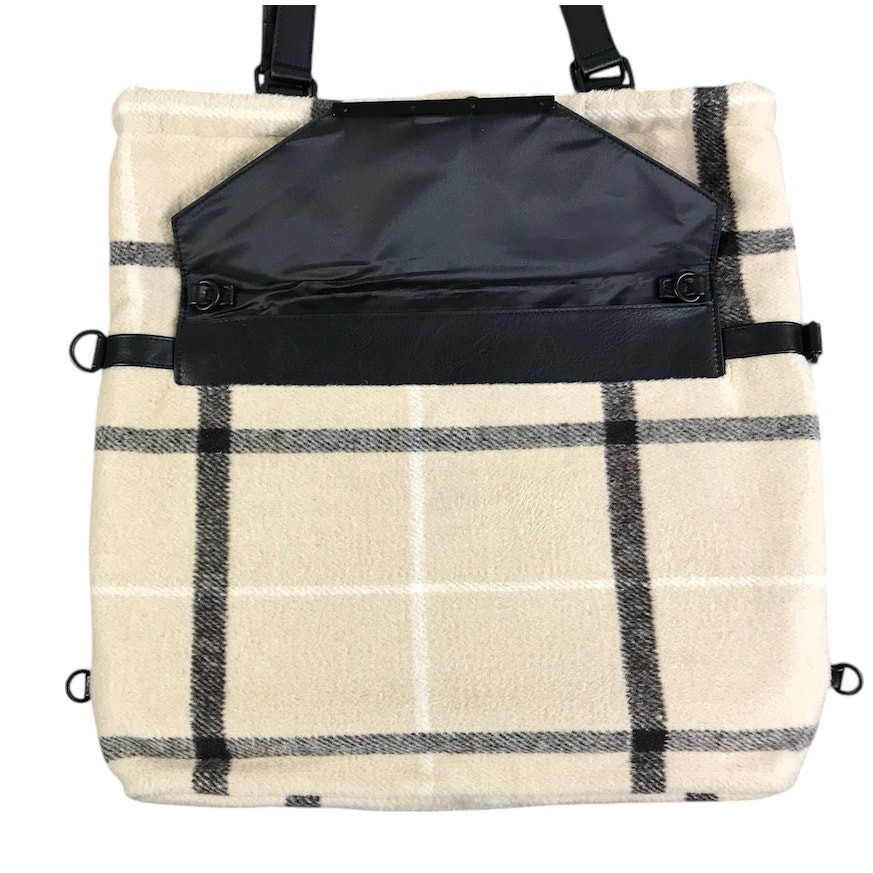 BEIS The Messenger Tote Bag/ Backpack Plaid Convertible Lifestyle Travel Rare
