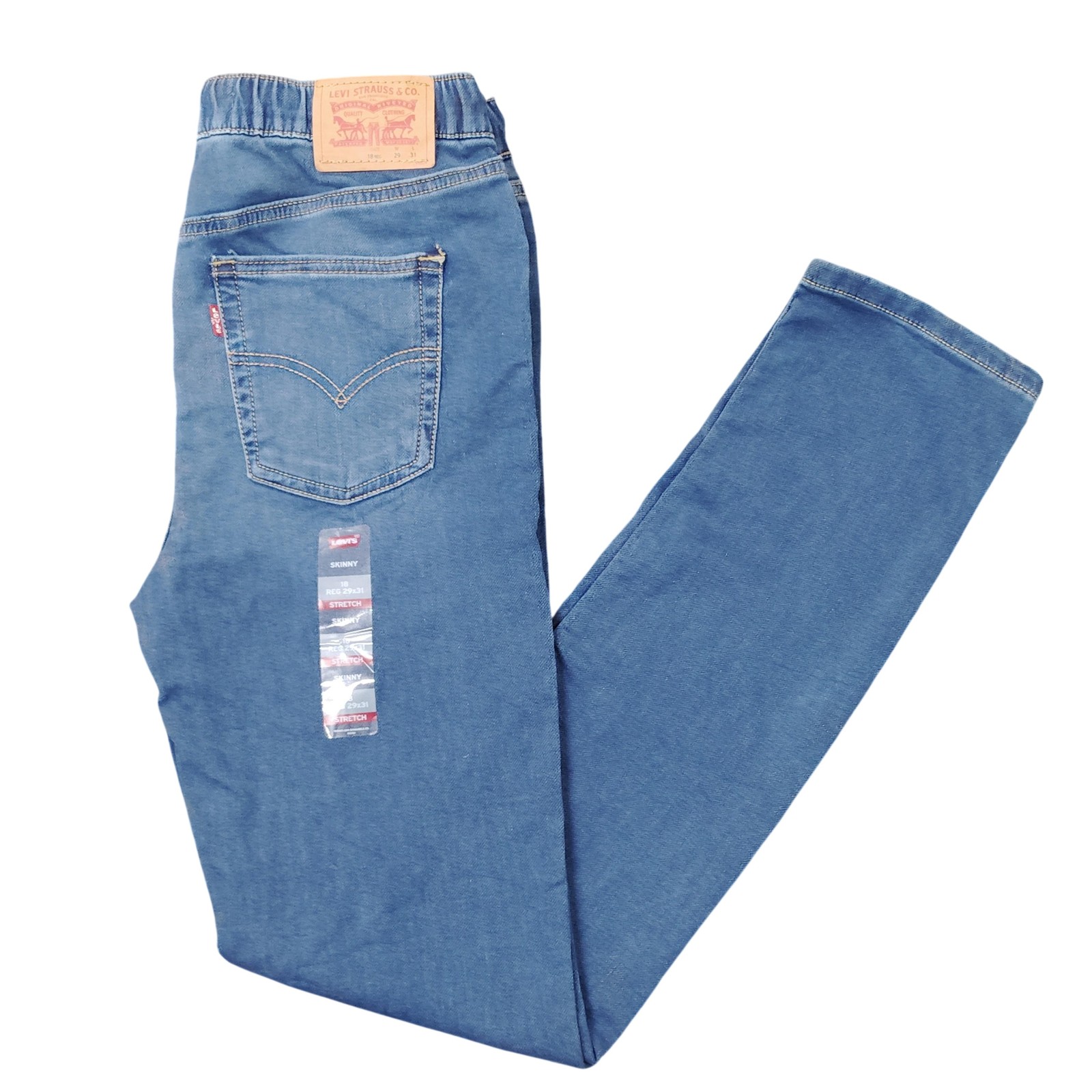Levis Jeans Teen Girls 18 Reg 29×31 Blue Skinny Knit Pull On Stretch Denim