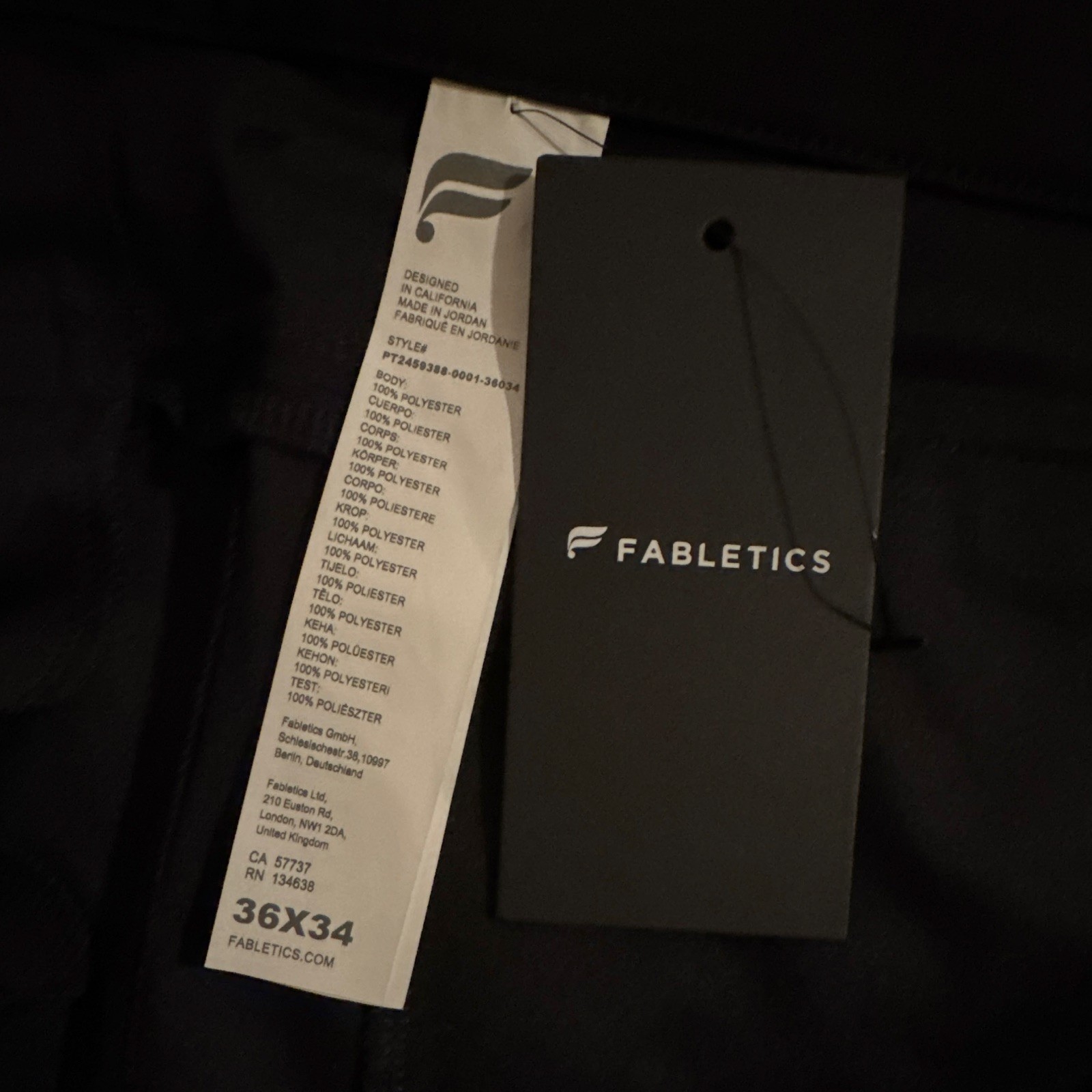 Fabletics – The Don Trouser – Men’s – Black – Classic Fit – 36×34