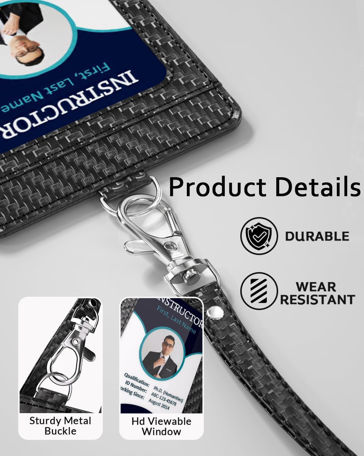 Carbon Fiber Work ID Card Holder with Lanyard Is a Stylish and Durable Card Hold