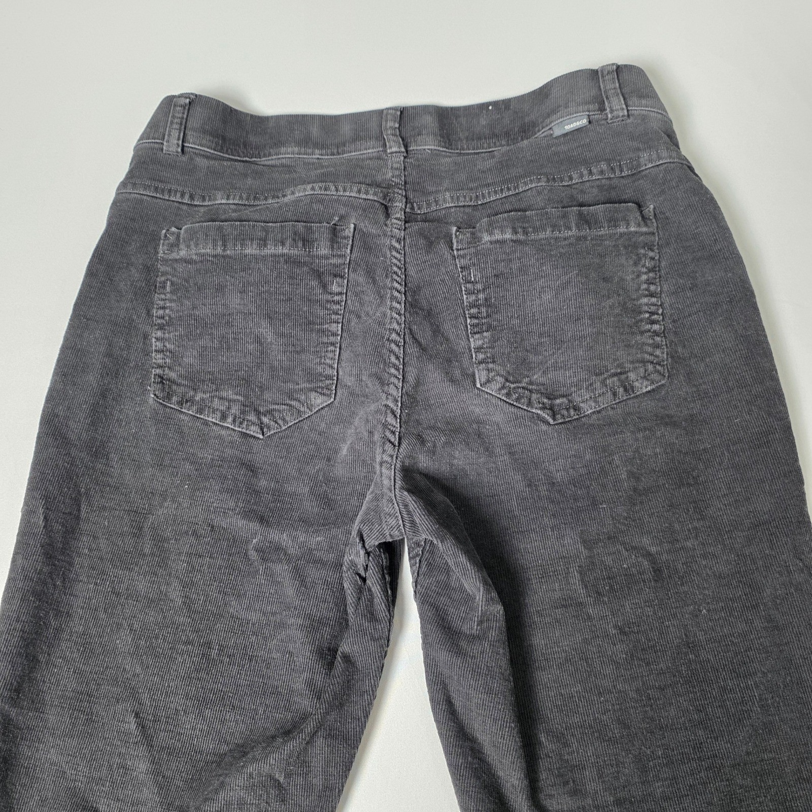 Toad&Co Corduroy Pants Womens 8 Charcoal Grey Organic Cotton Hemp Straight Leg