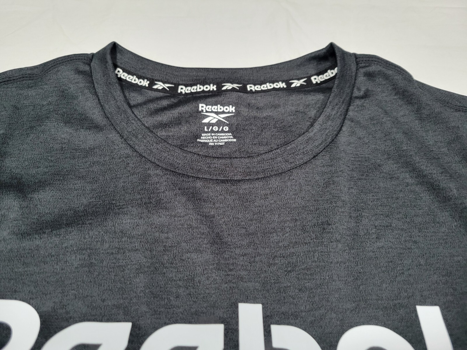 Reebok Mens Tank Athletic Muscle Gladiador logo top Black Heather Size Large