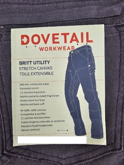 Dovetail Workwear Britt Utility ~ Dark Grey Stretch Canvas 10×30