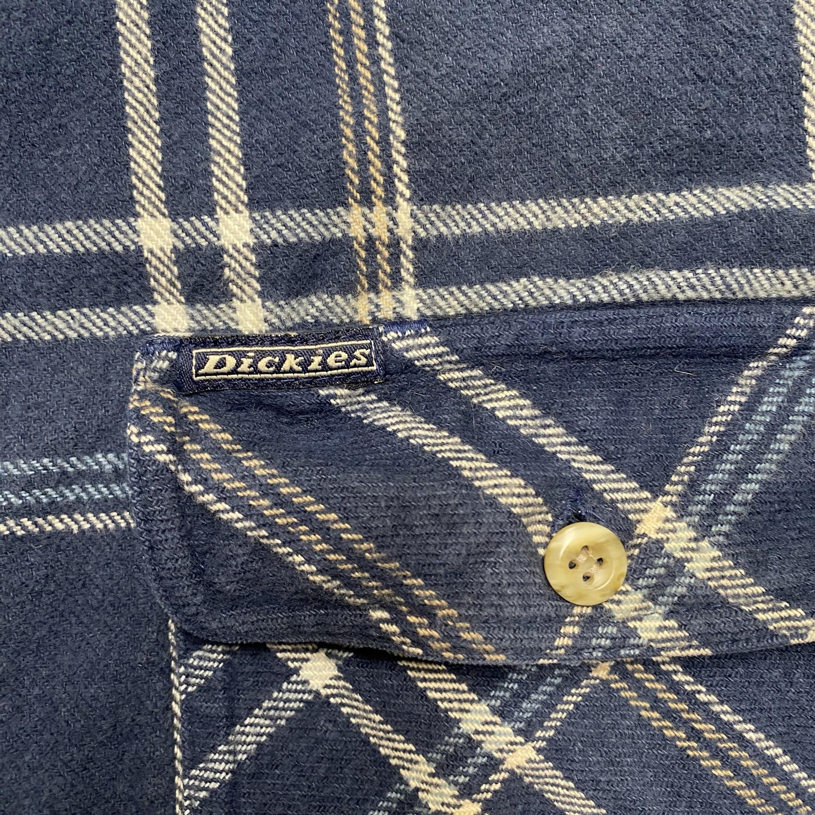 Dickies Shirt Mens XLT Blue Plaid Flannel Button Down Long Sleeve Workwear Tall