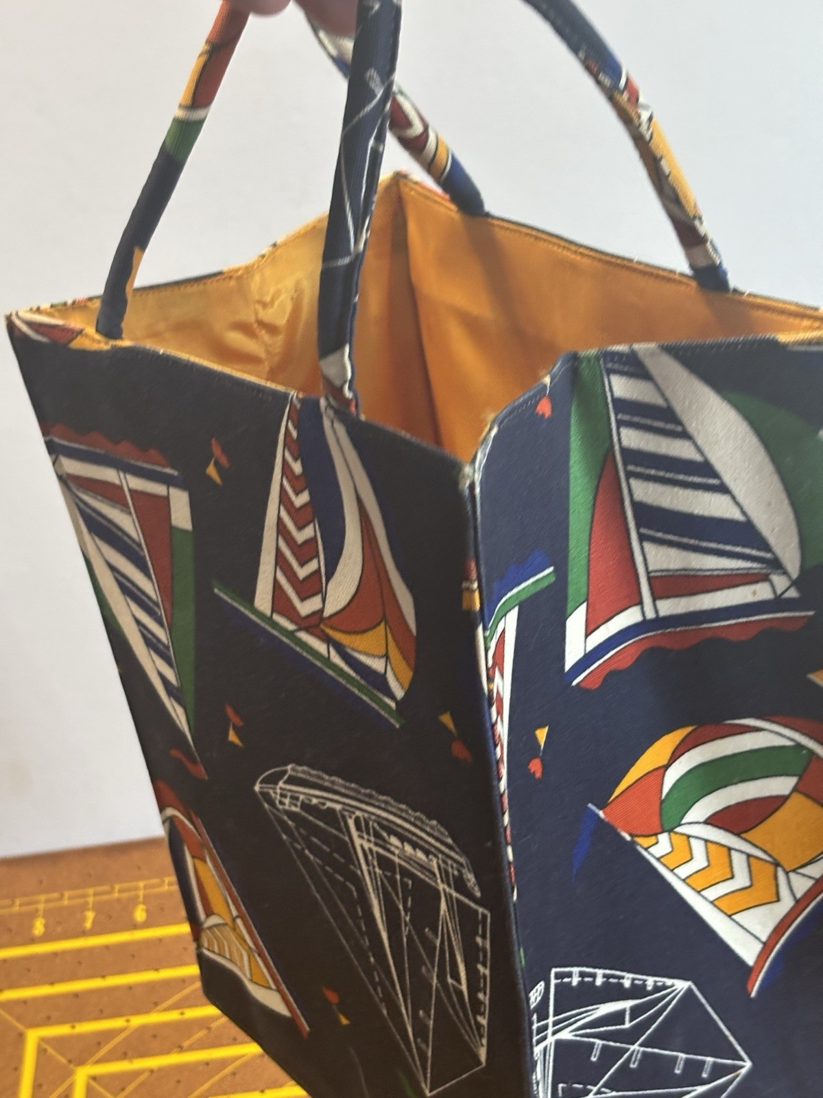 Summer Sailing Tote Vintage Margaret Smith With Tag Navy 6x8x12