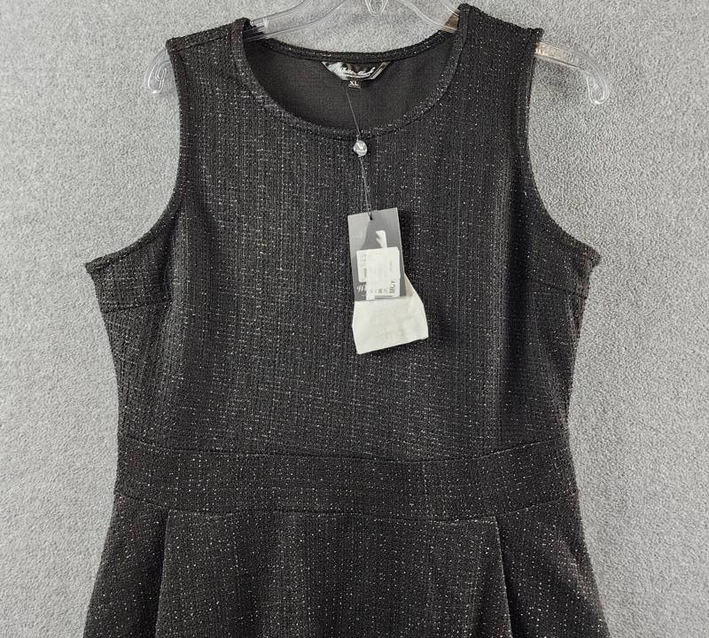 White Mark Tweed Fit and Flare Dress Women’s XL Black Sleeveless Side Zipper