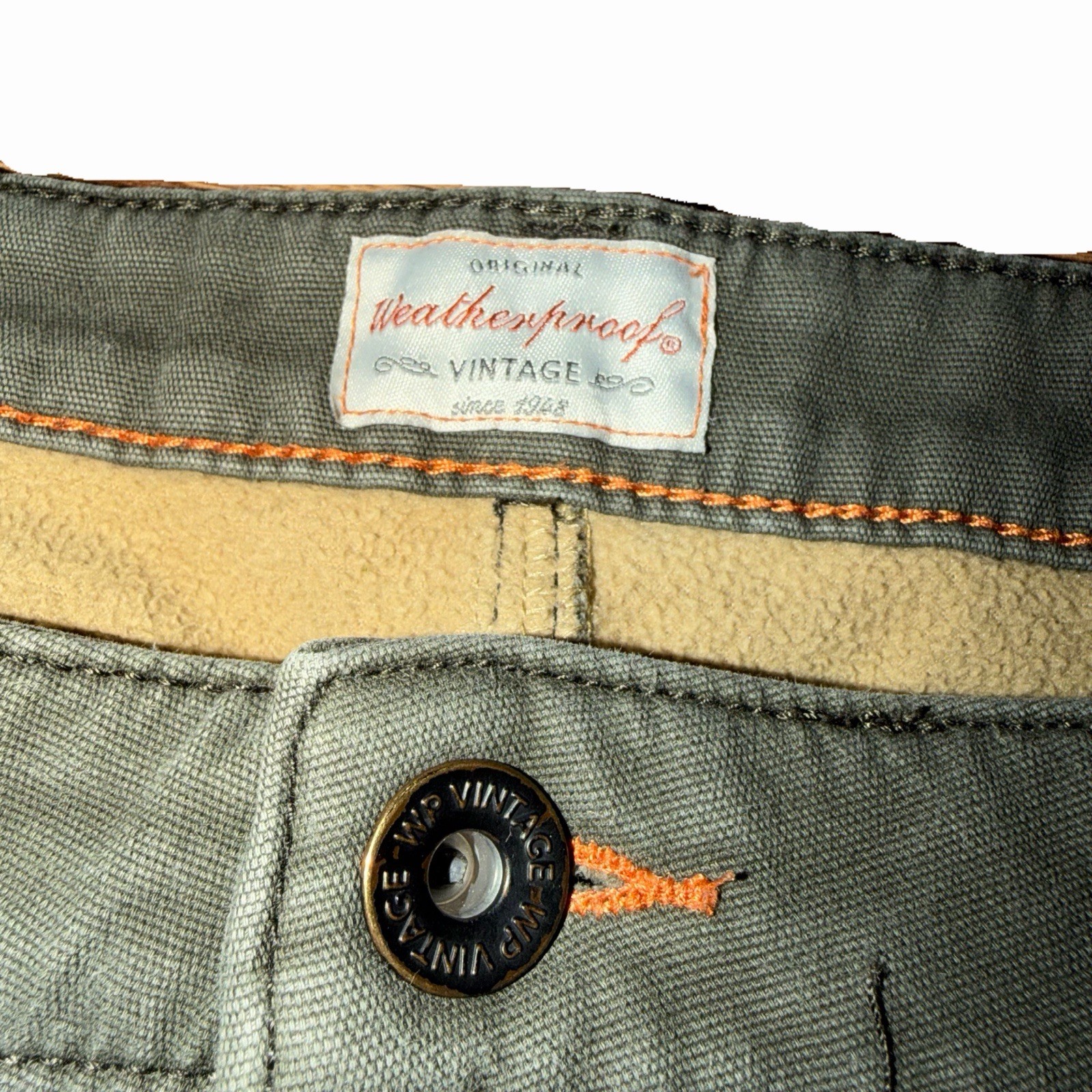 Weatherproof Vintage Men’s Green Canvas Pants Straight Leg Regular Fit 40W