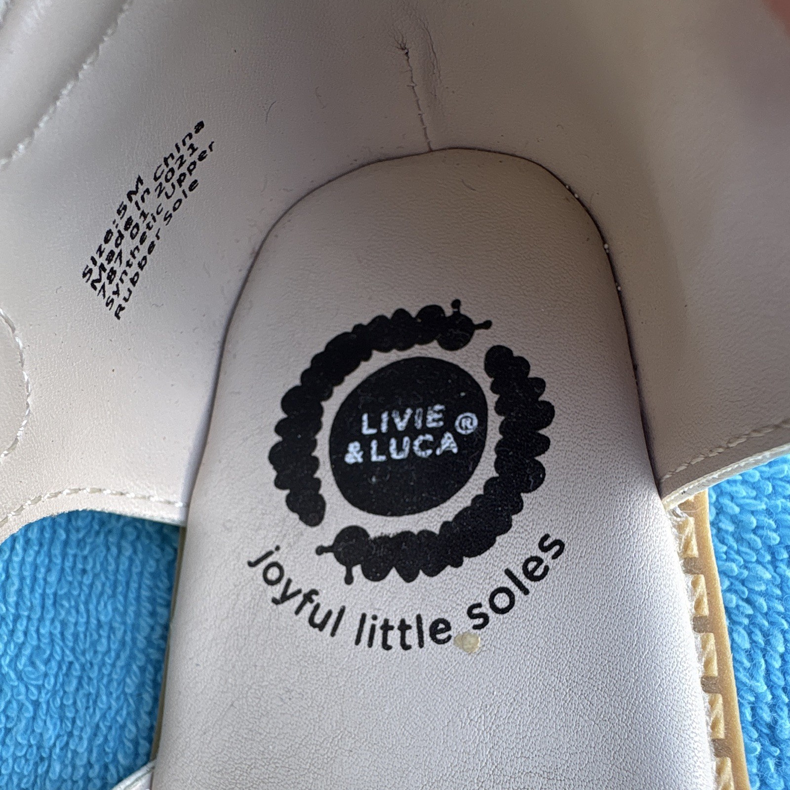Livie & Luca White Leather T-Strap Sandals Hook & Loop Closure US 5