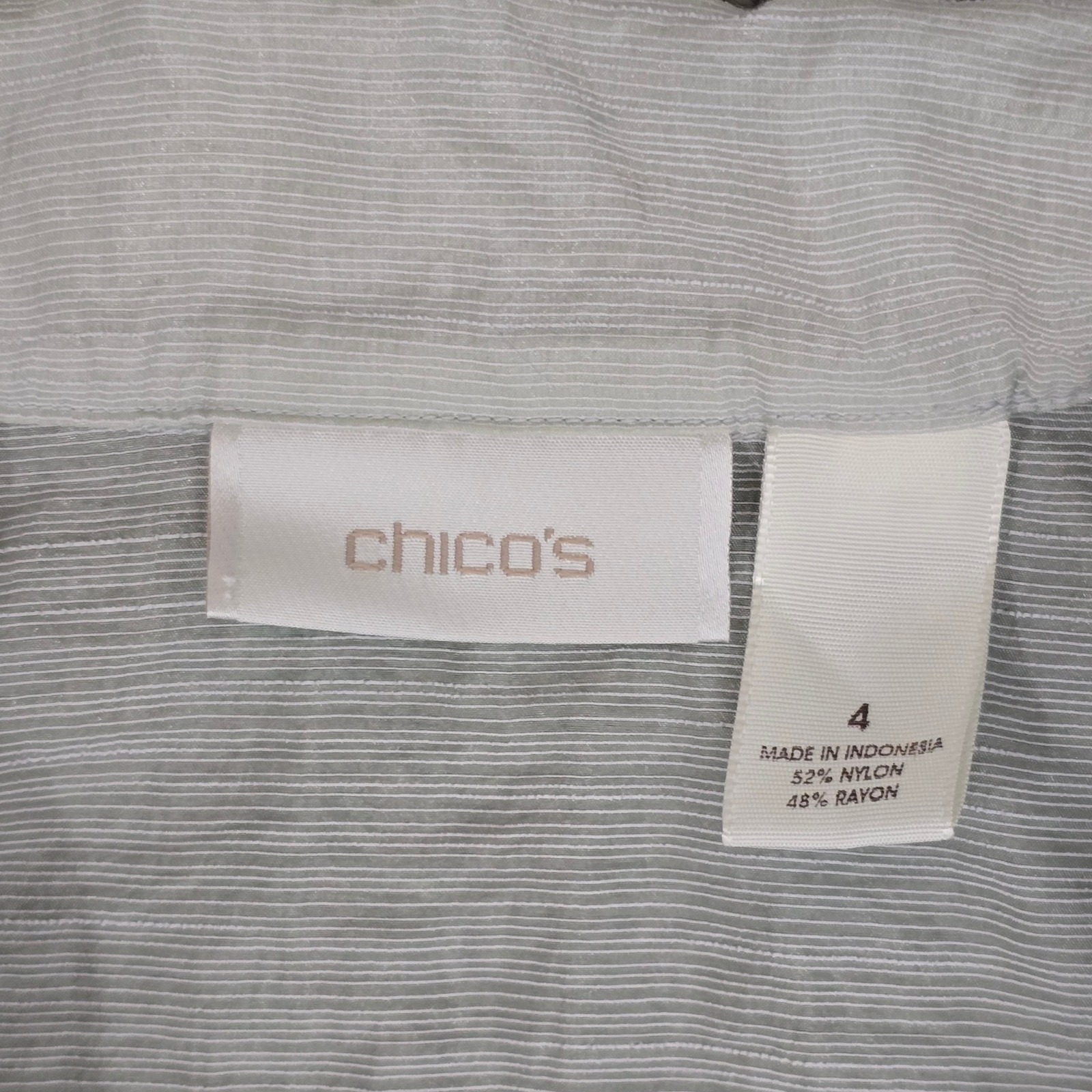 Chicos Lightweight Open Front Blazer Jacket Womens 4 Neutral Casual XXL