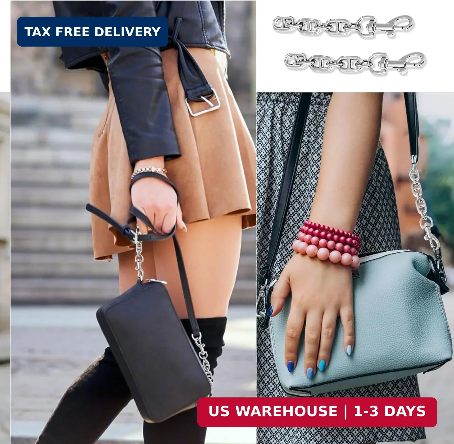 2 Pcs Silver Bag Extender Purse Strap Extender 4.7 Inch Strap Extender for Cross