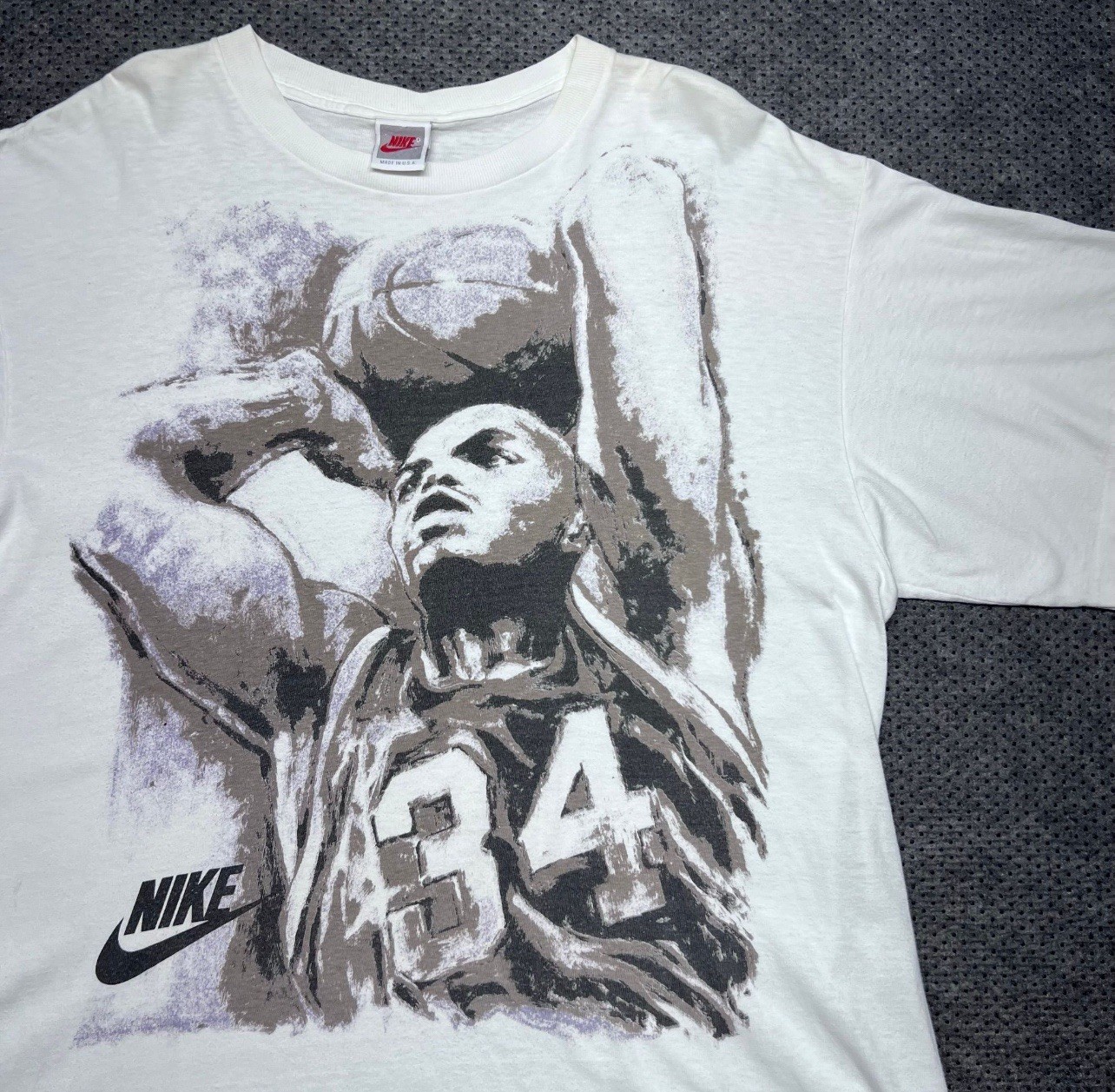NIKE Charles Barkley #34 t-shirt XL vtg 90s usa made single stitch gray box tag