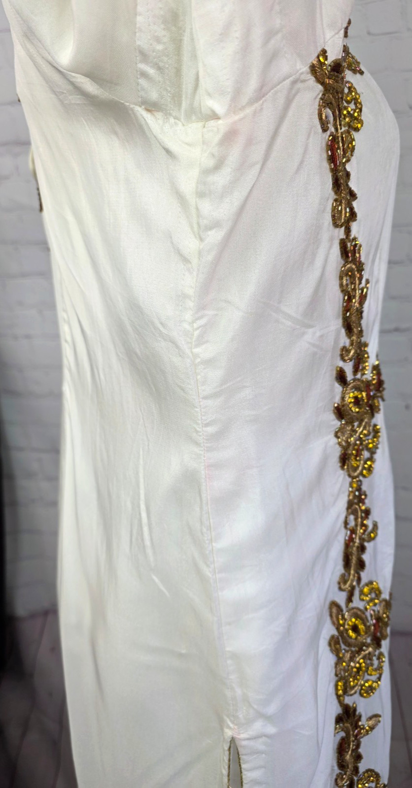 Kurta Tunic Top Embroidered Beads Rhinestones Jewel Tassle Slits India Tribal SM