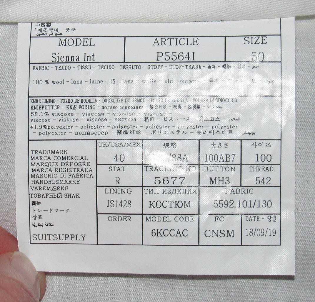 SUITSUPPLY Sienna INT Charcoal Grey Hopsack Wool Flat Front Dress Pants 34 x 30