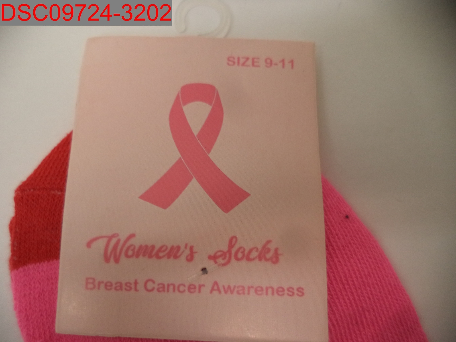 Women’s Black, Grey, Pink, Red & White Breast Cancer Awareness Sock 6 Pairs 9-11
