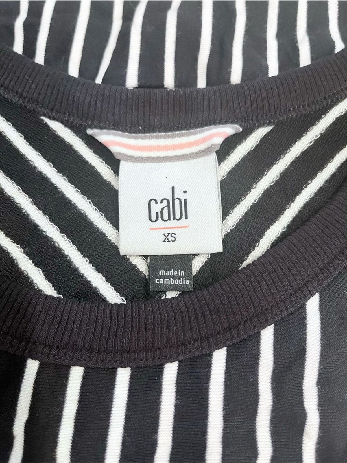 Cabi ATC Wink Dress Black White Multi Stripe Asymmetrical Midi Dress Size XS