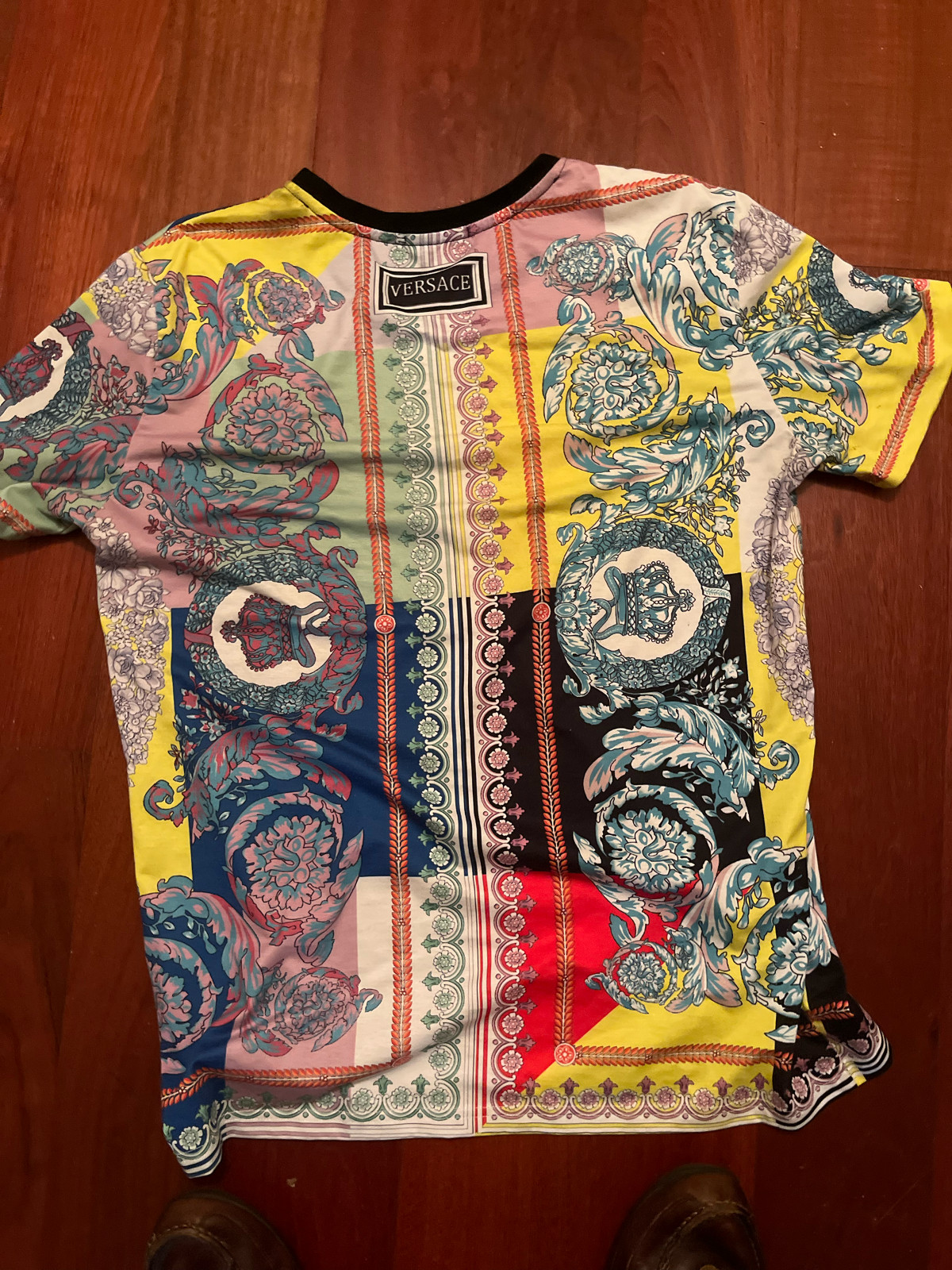 authentic Versace Heritage Baroque Multi-Color Print T-Shirt.