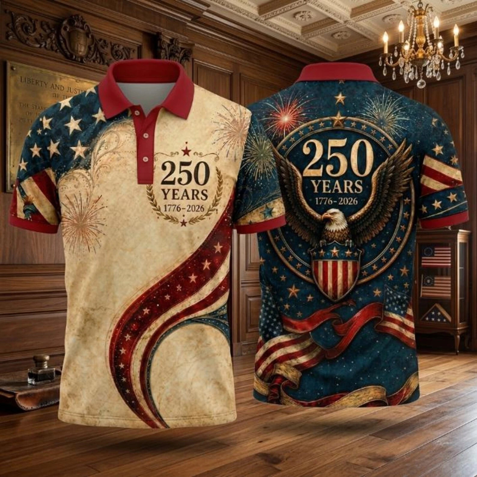 4th Of July Polo Shirt, Independence Day Outfit 250th Anniversary Polo Shirt