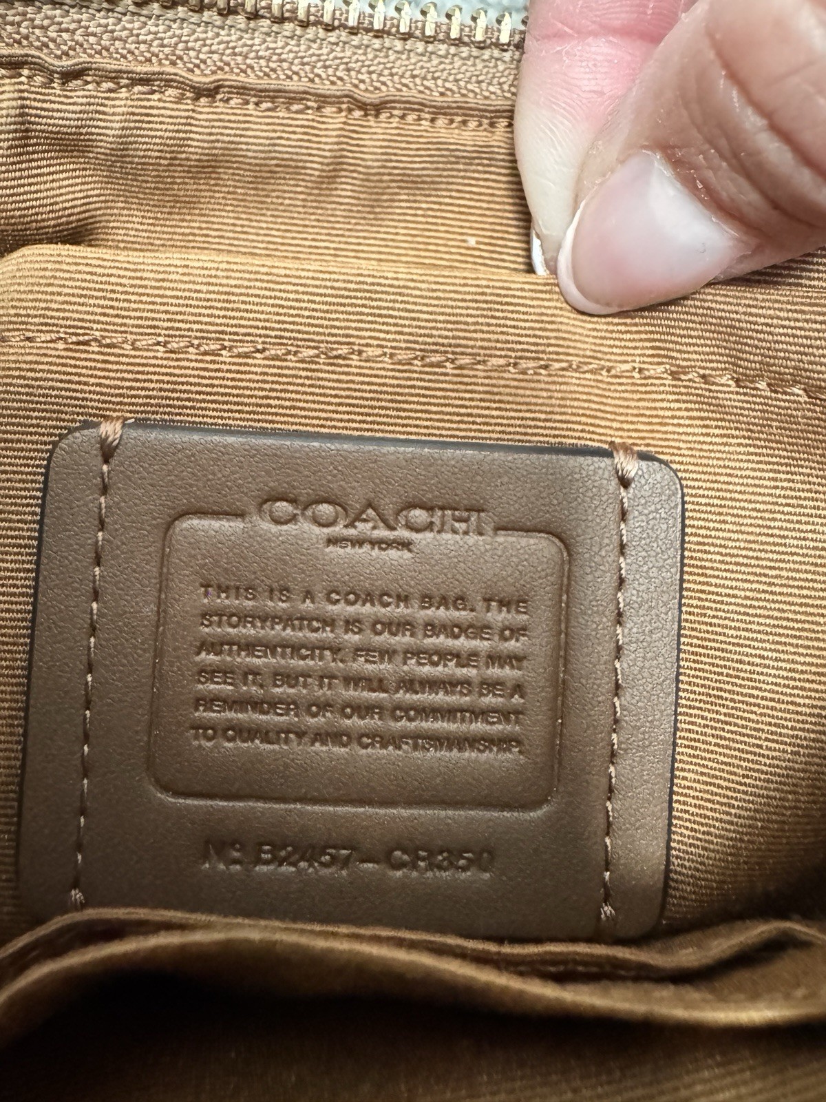 Coach Tan Woven Teri Shoulder Bag with Gold Hardware and Cherry Charm