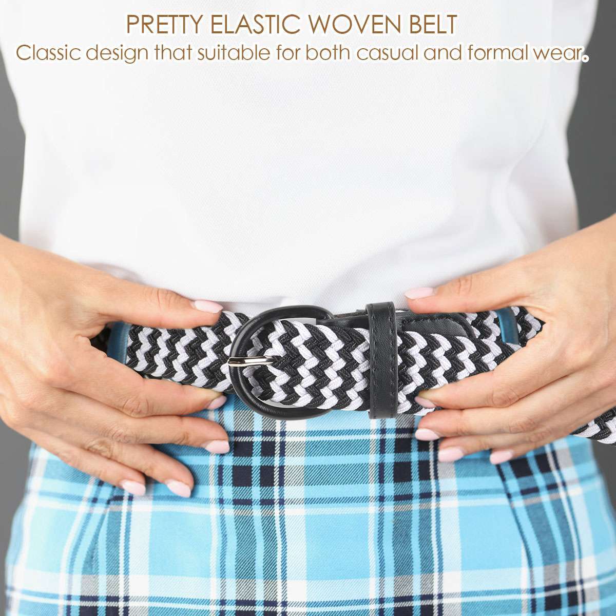 Woman Men Unisex Elastic Fabric Braided Belt Enduring Stretch Woven Belt Us