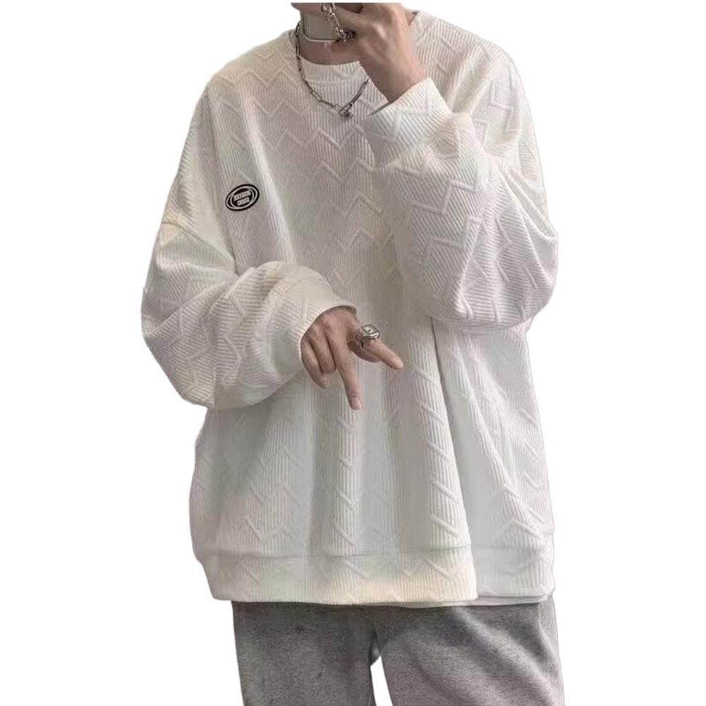 For Casual Daily Use Men Waffle Sweatshirt Casual O-neck Top Waffle Knit Texture