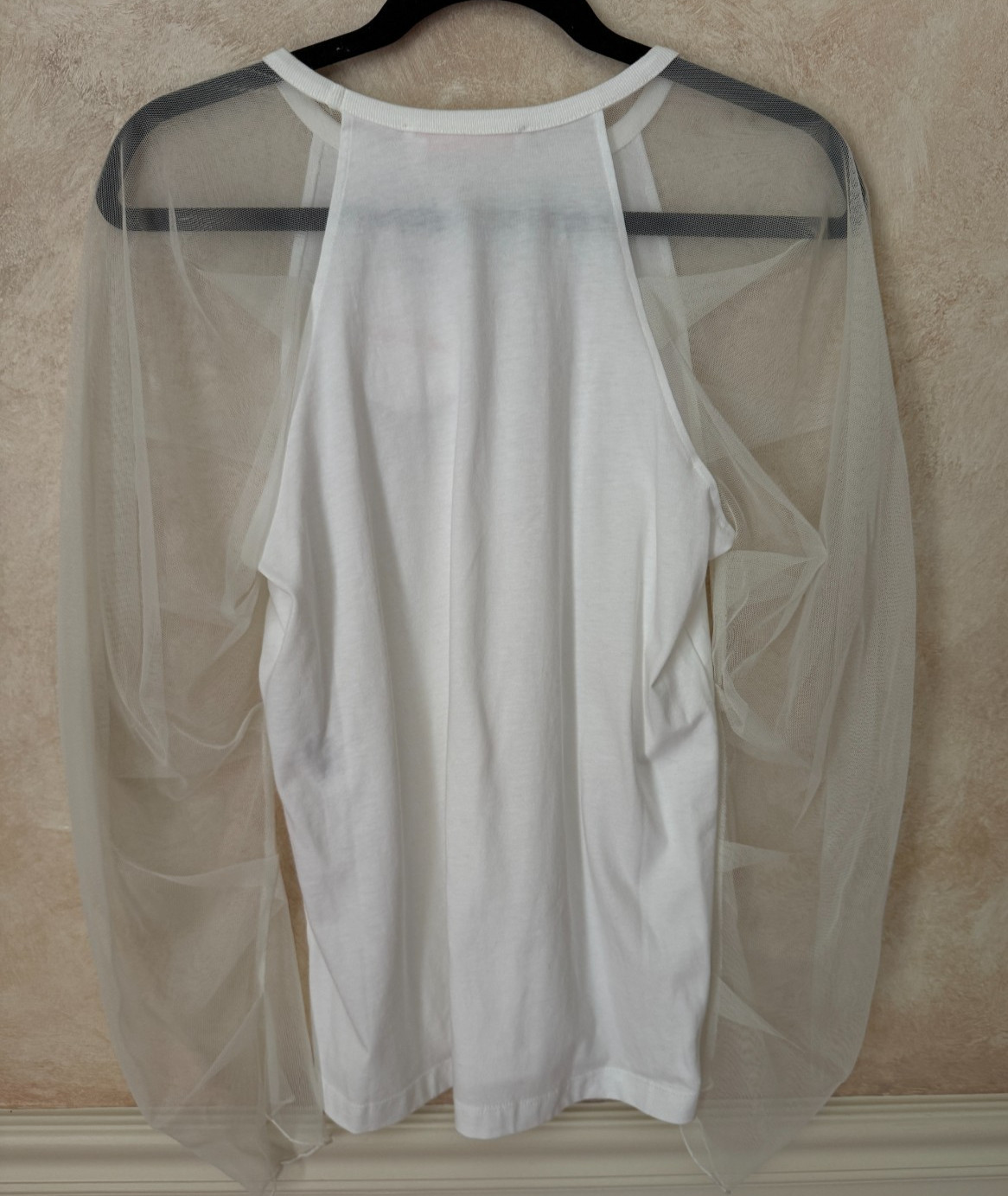 See by Chloe Long Mesh Sleeve White Powder Top SZ XS NWT $220
