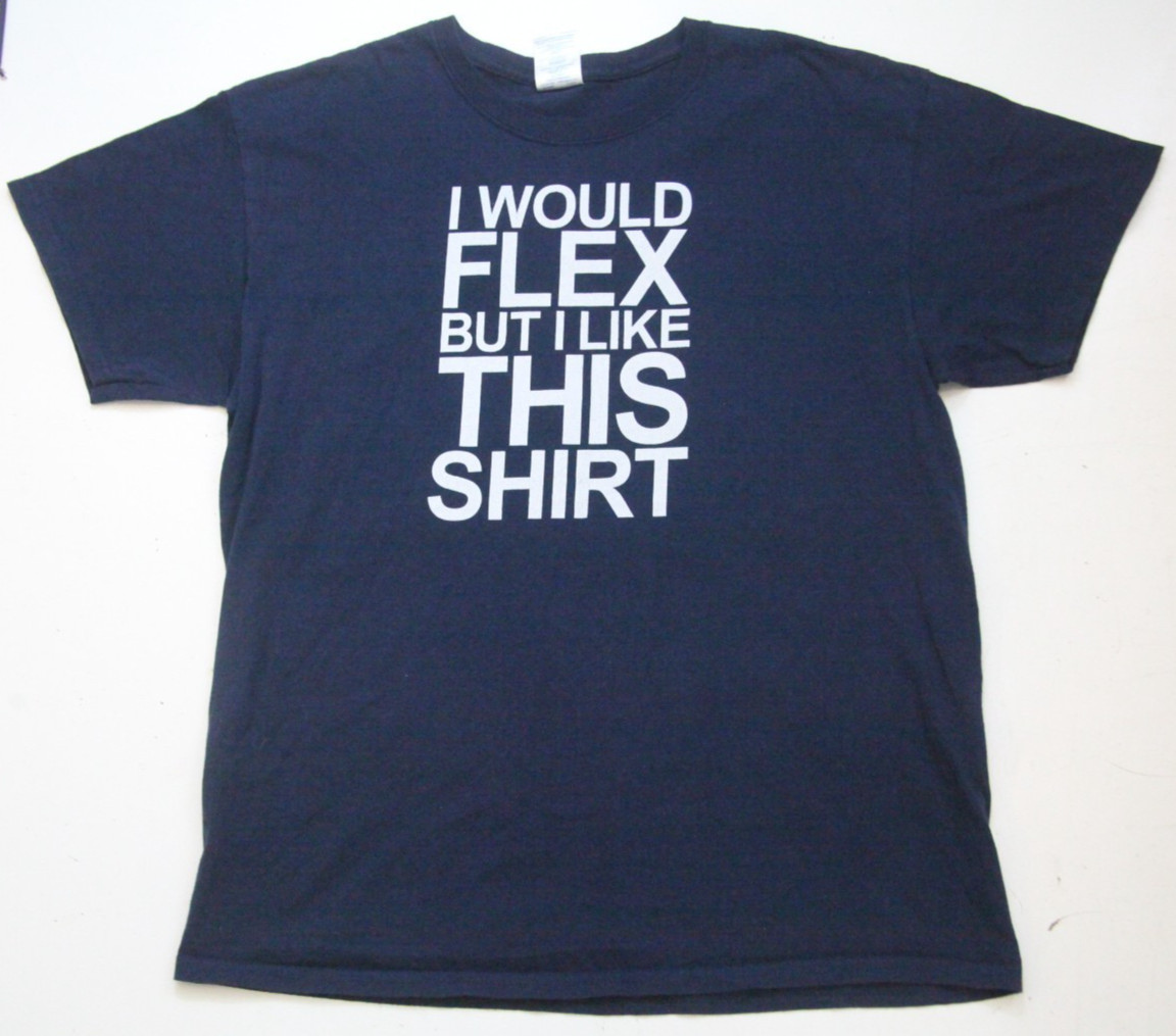 Large Gildan Blue Crewneck Flex But I Like Gym Tee T-Shirt Short Sleeve Top P257