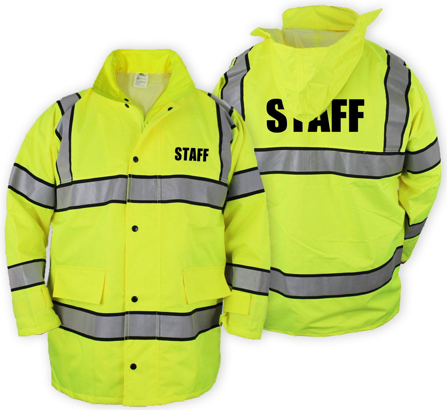 High Visibility Raincoat with Reflective Stripes (Lime Green)