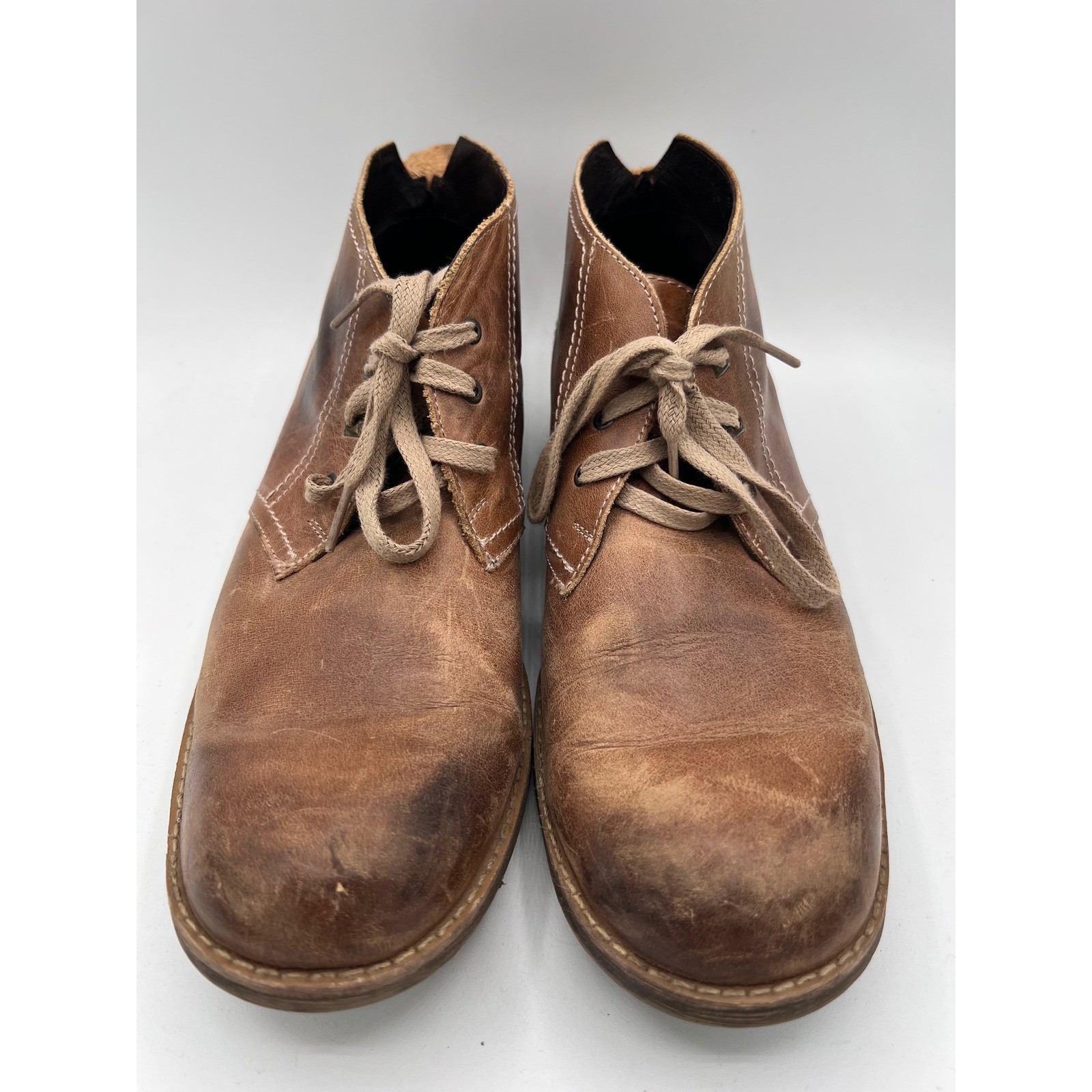 Bed Stu Mens Draco Chukka Boots Size 10.5 Brown Distressed Leather Lace Up