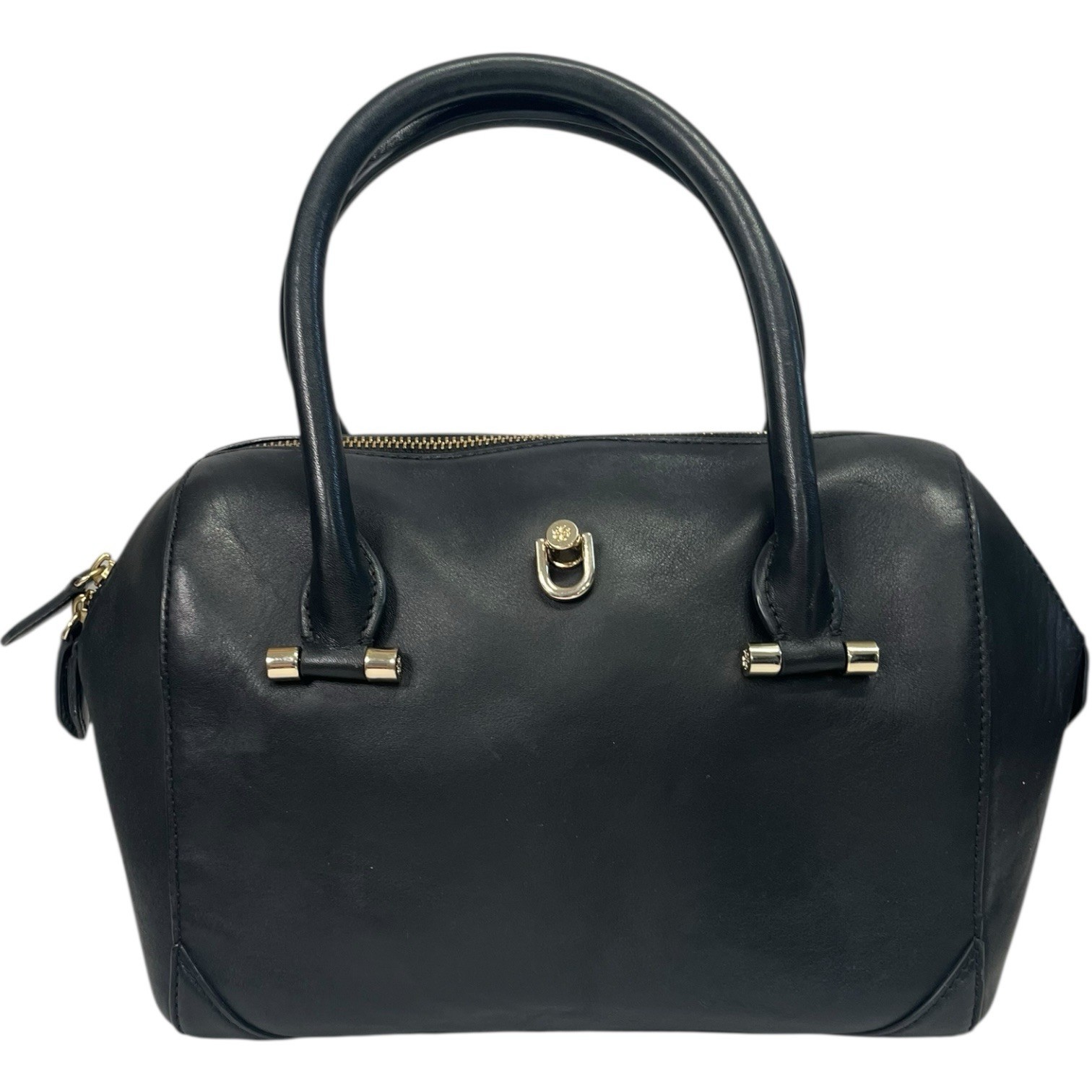 Tory Burch Robinson Satchel Womens Medium Black Leather Top Handle Designer