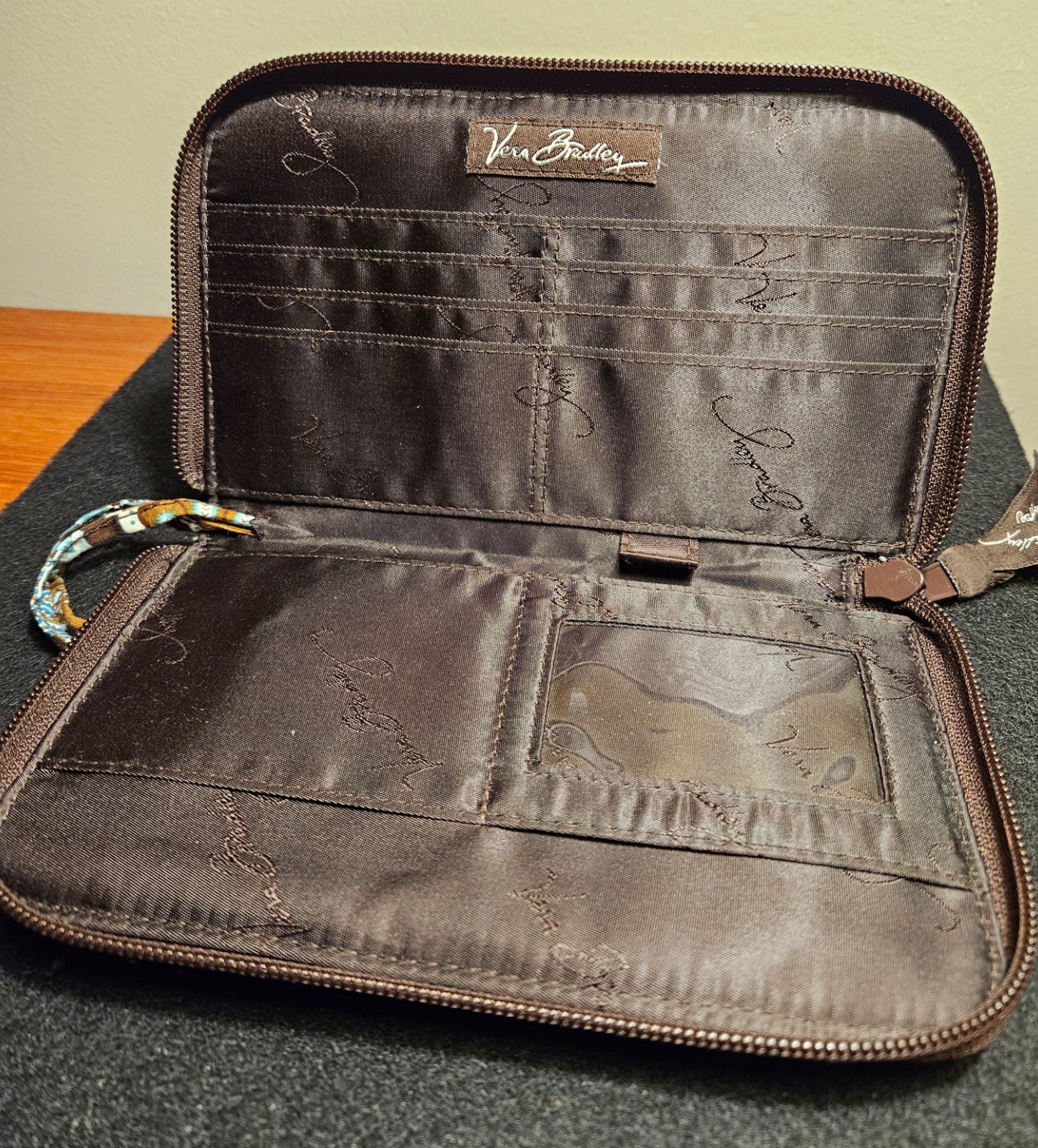 Vera Bradley Wristlet Wallet in Retired Pattern Java Blue Zipper Bag