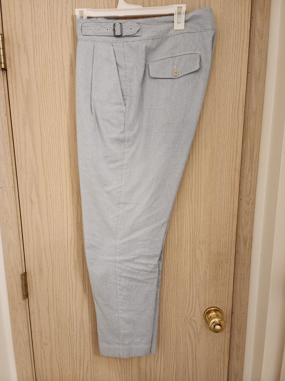 Todd Snyder Mens Pleated Light Blue/White Gurkha Cotton Cuffed Pants Size 34