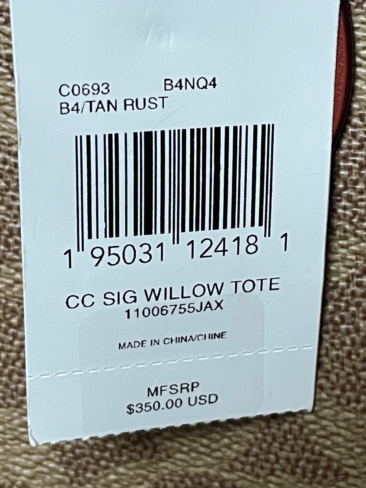 Coach Signature Willow Tote Womens Tan Rust Handbag Logo Roomy Fits Laptop