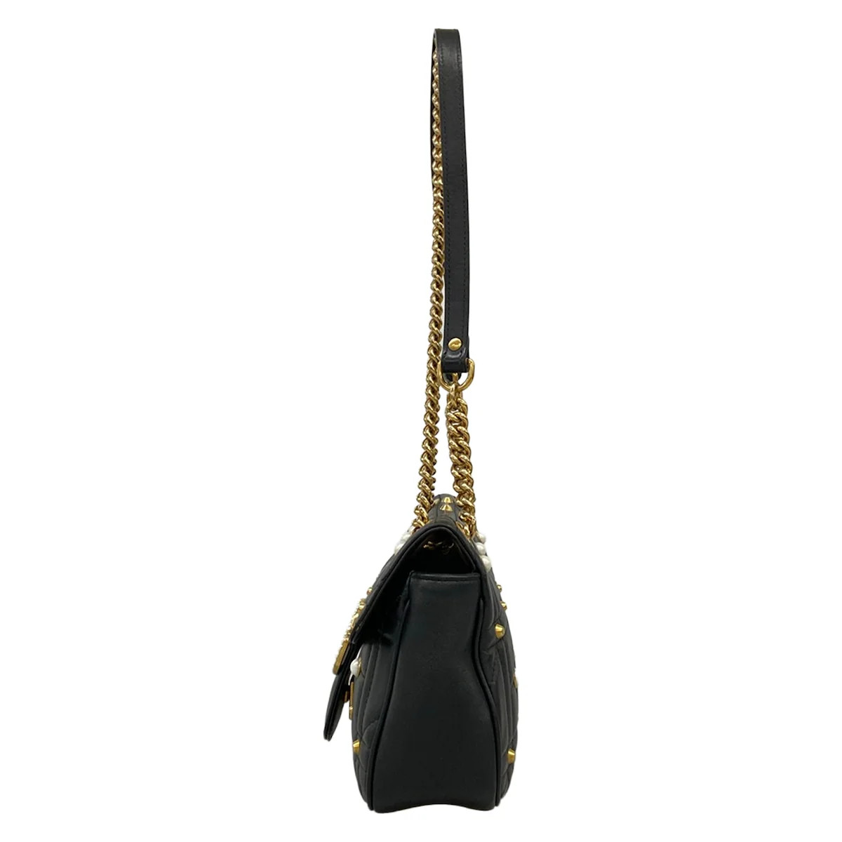 GUCCI GG Marmont Quilting Small Shoulder Bag 443497 Black Leather Shoulder Bag