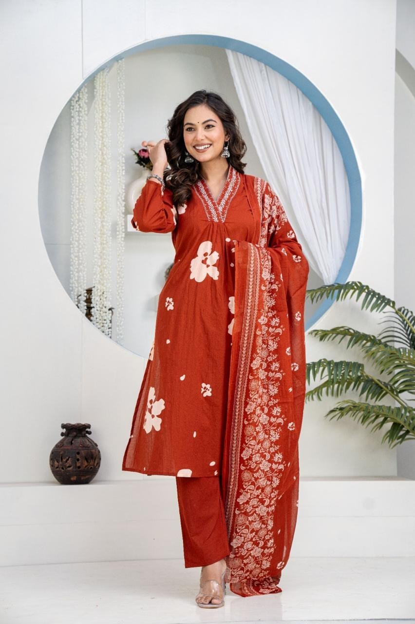 Plus Size Stitched Kurta Palazzo Dupatta Set, Women’s Pakistani Salwar Kameez
