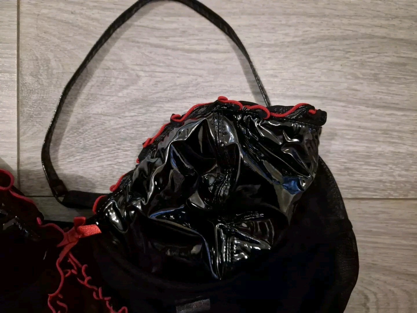 BNWOT Vintage Ann Summers Insinuate Black Mesh & PVC Babydoll Set Size M/L 16-20