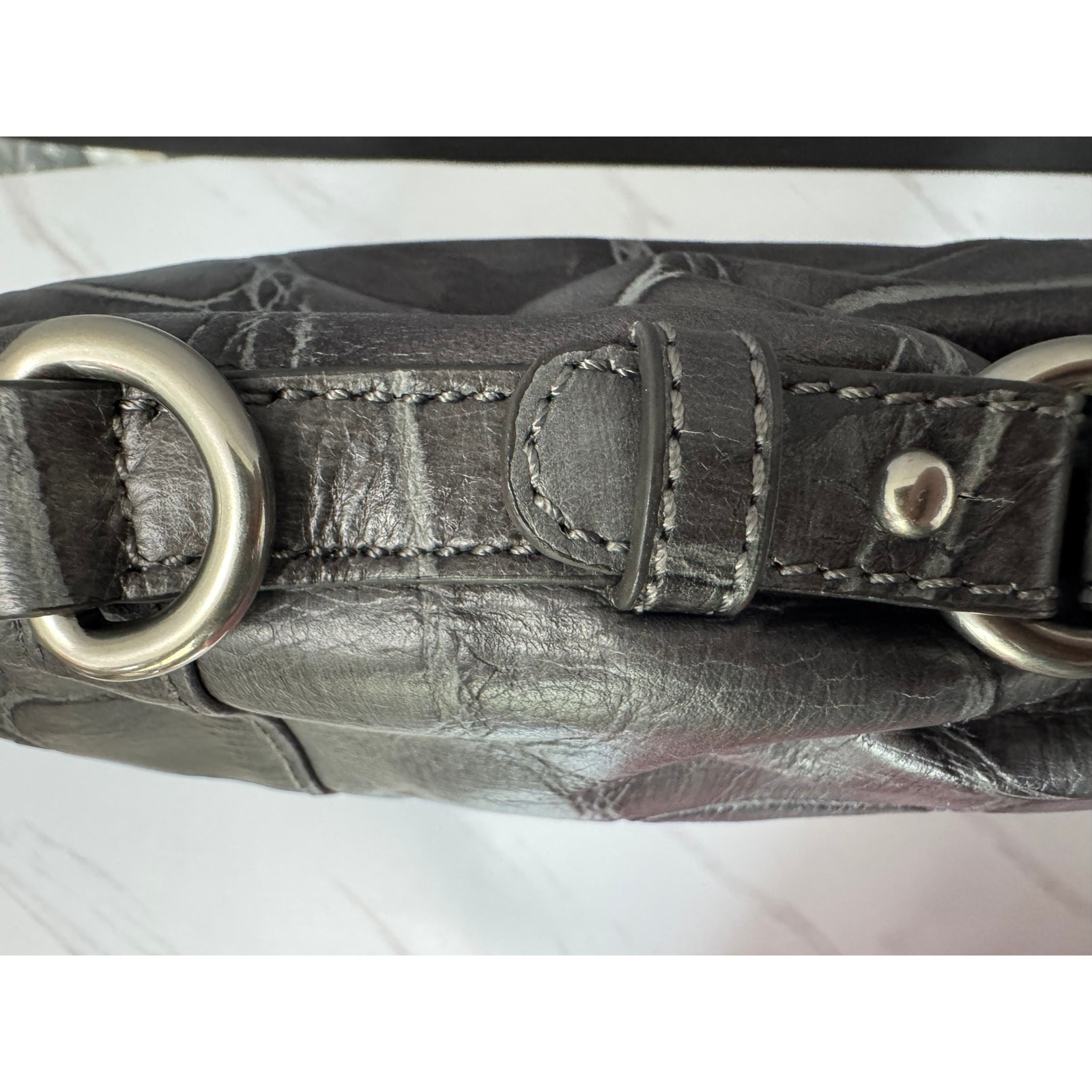 NWT VTG Y2K Club Monaco Grey Crocodile Embossed Clutch
