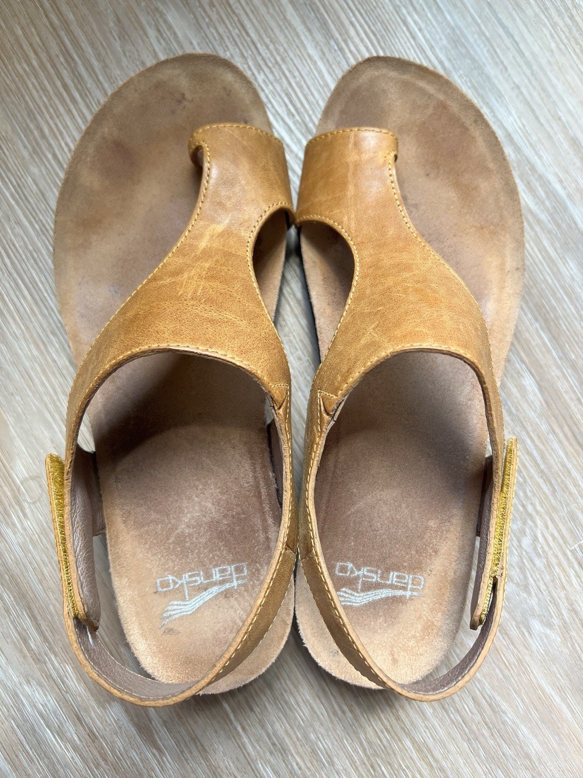 Dansko Reece Tan Leather Slingback Sandals Women’s EU 38 Comfort Toe Loop US 7.5