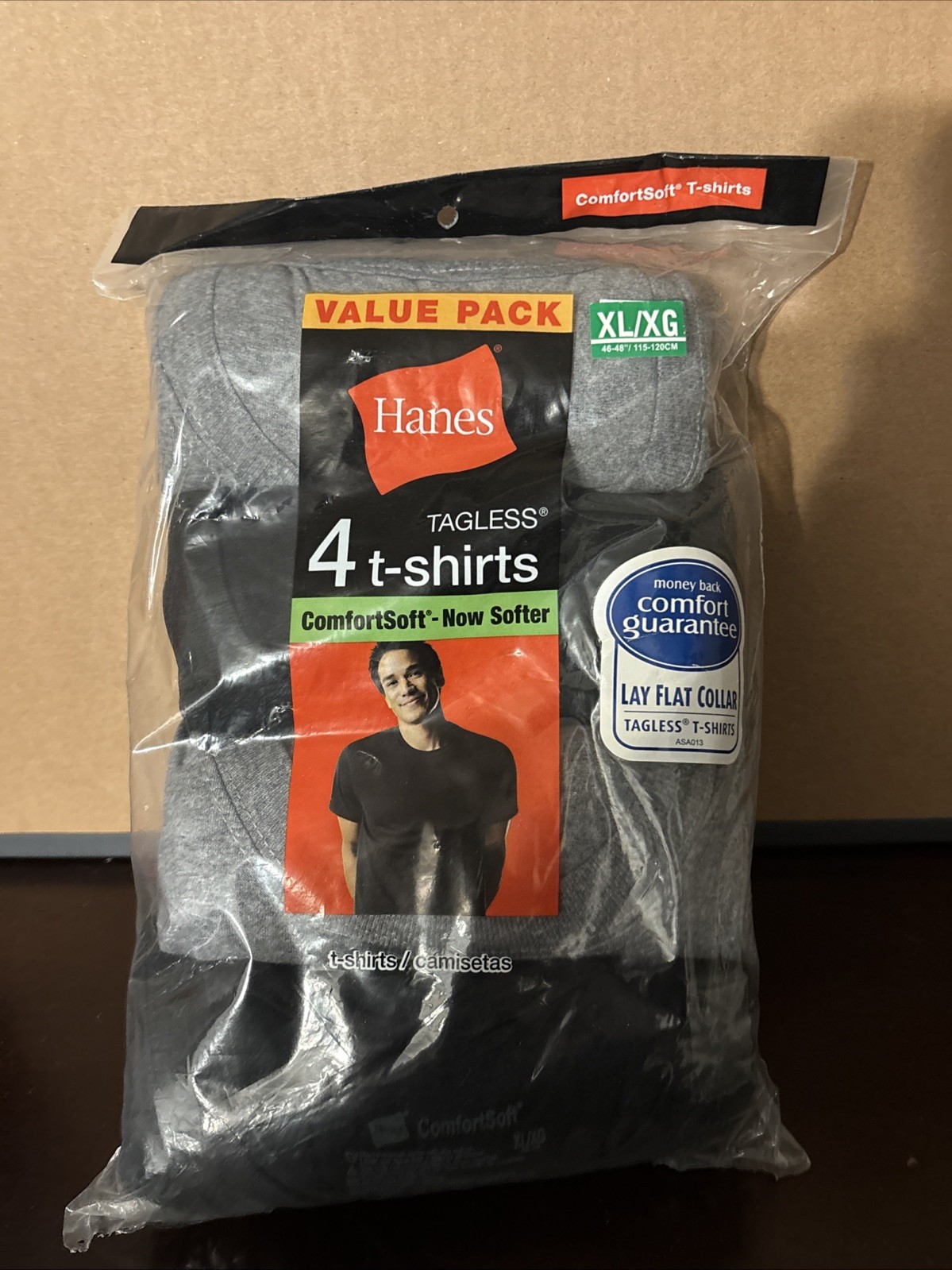 Hanes Comfortsoft Men Short Sleeves Black Gray (4-pack) XL NOS 2008 T Shirts