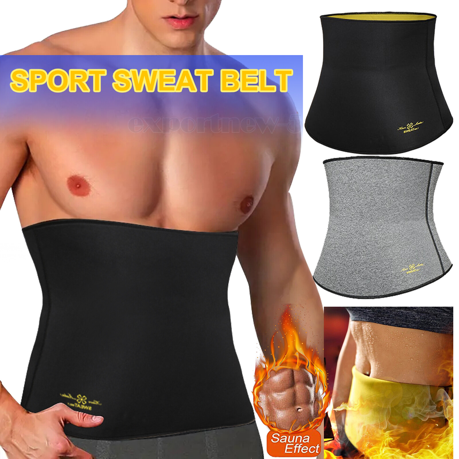 Mens Sauna Sweat Waist Trainer Band Fat Burner Trimmer Belt Girdle Body Shaper