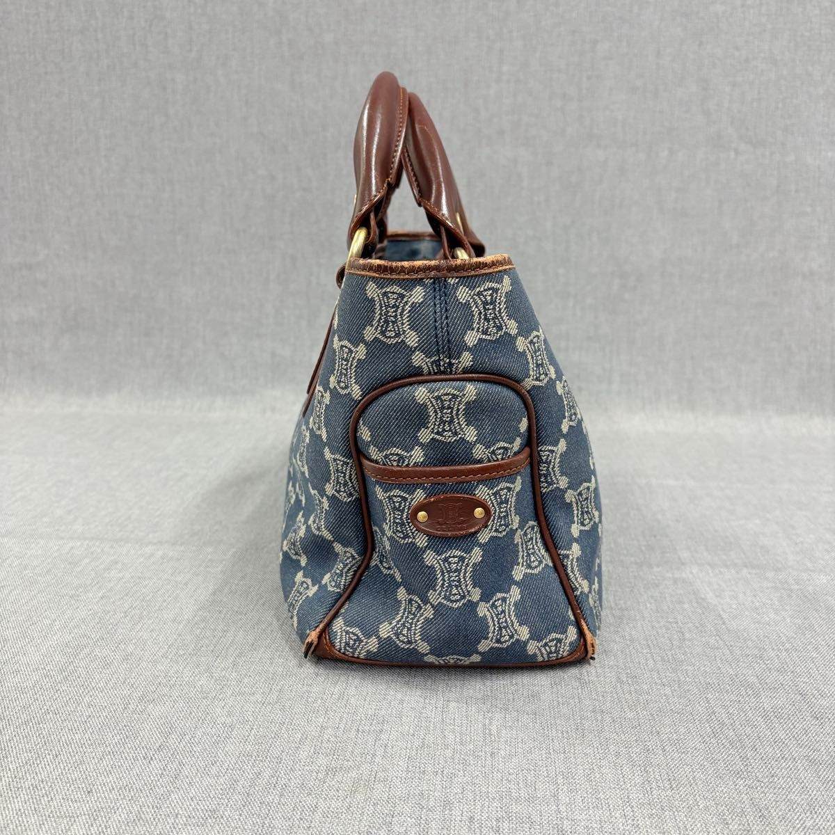 CELINE Boogie Bag Trionf Denim Handbag Canvas Blue Authentic