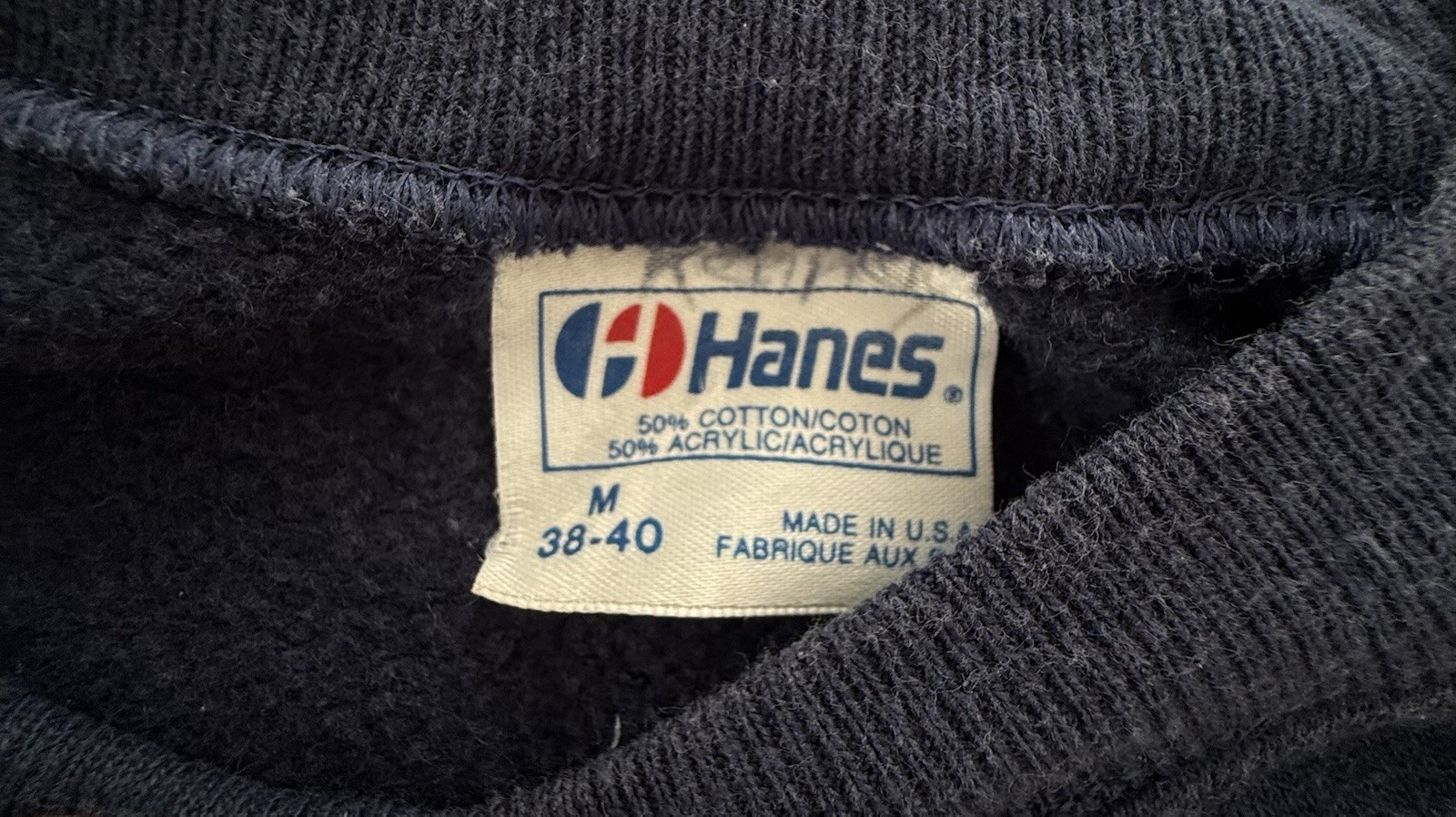 F-18 Sweatshirt Size Med (38-40) Navy Blue Crew Neck Long Sleeve Made In USA