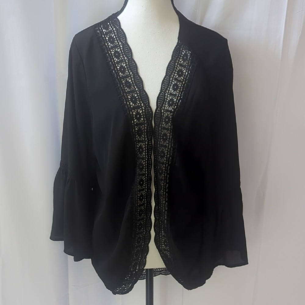 Source Unknown Black Lace Open Cardigan