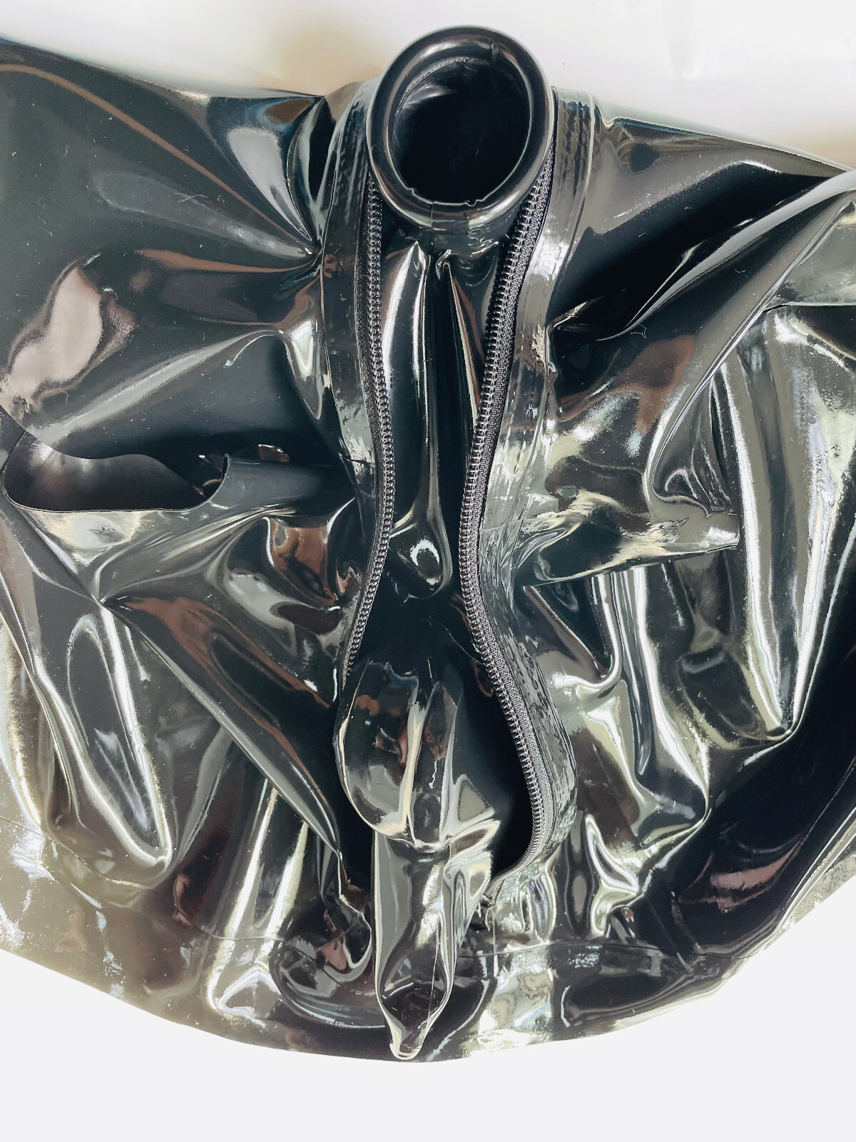 Mens Black latex boxer codpiece hidden two sheath 0.4mm custom-made fetish BDSM