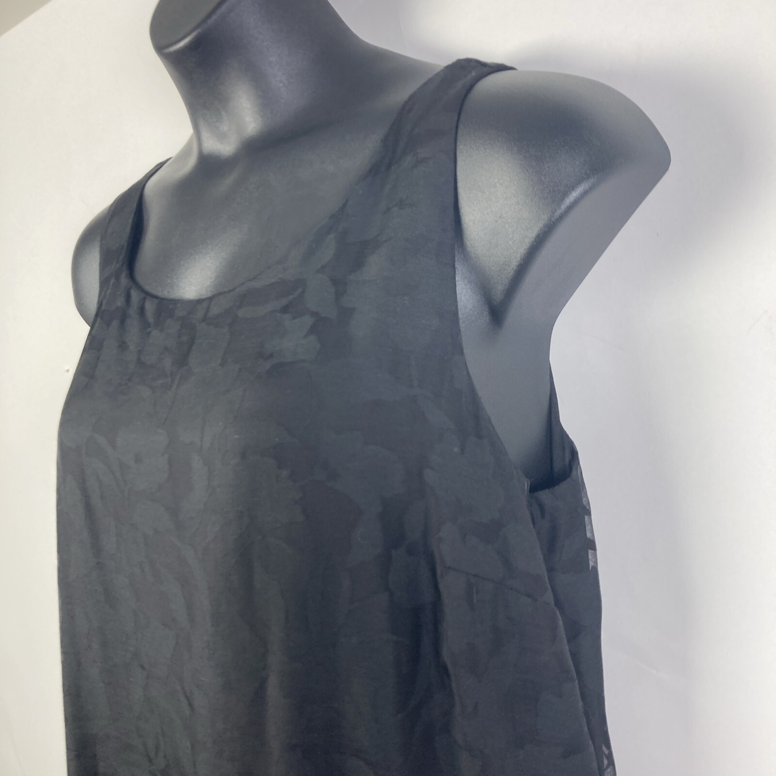 J Jill Dress XL maxi shift floral black on black burnout cocktail sleeveless