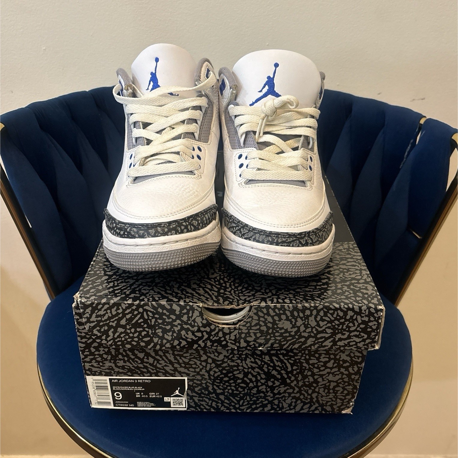 Jordan Air Jordan 3 Retro Racer Blue White Leather Low Top CT8532-145 Men