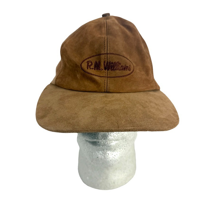 R.M. Williams Kangaroo Brown Suede Leather Baseball Hat Cap Made In Australia