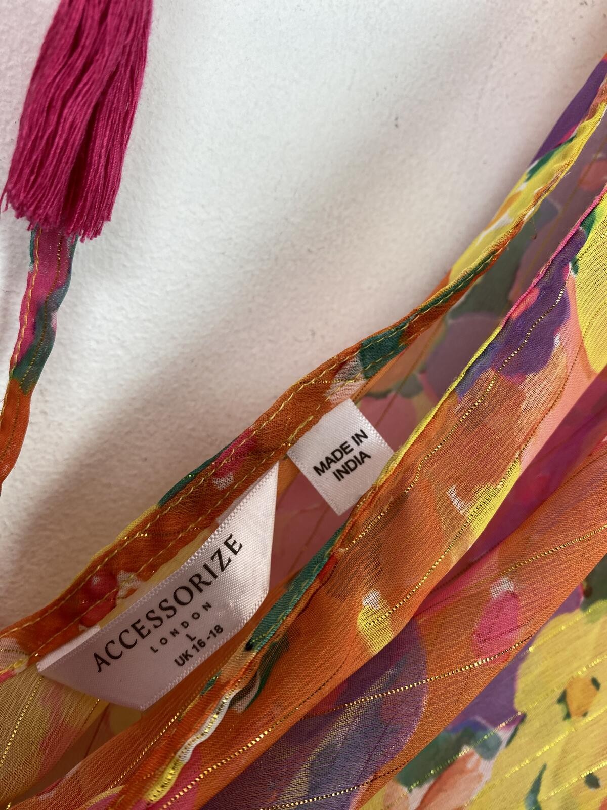 Accessorize Multicolour Floral Kaftan Beach Cover V Neck Tie Front UK 16-18