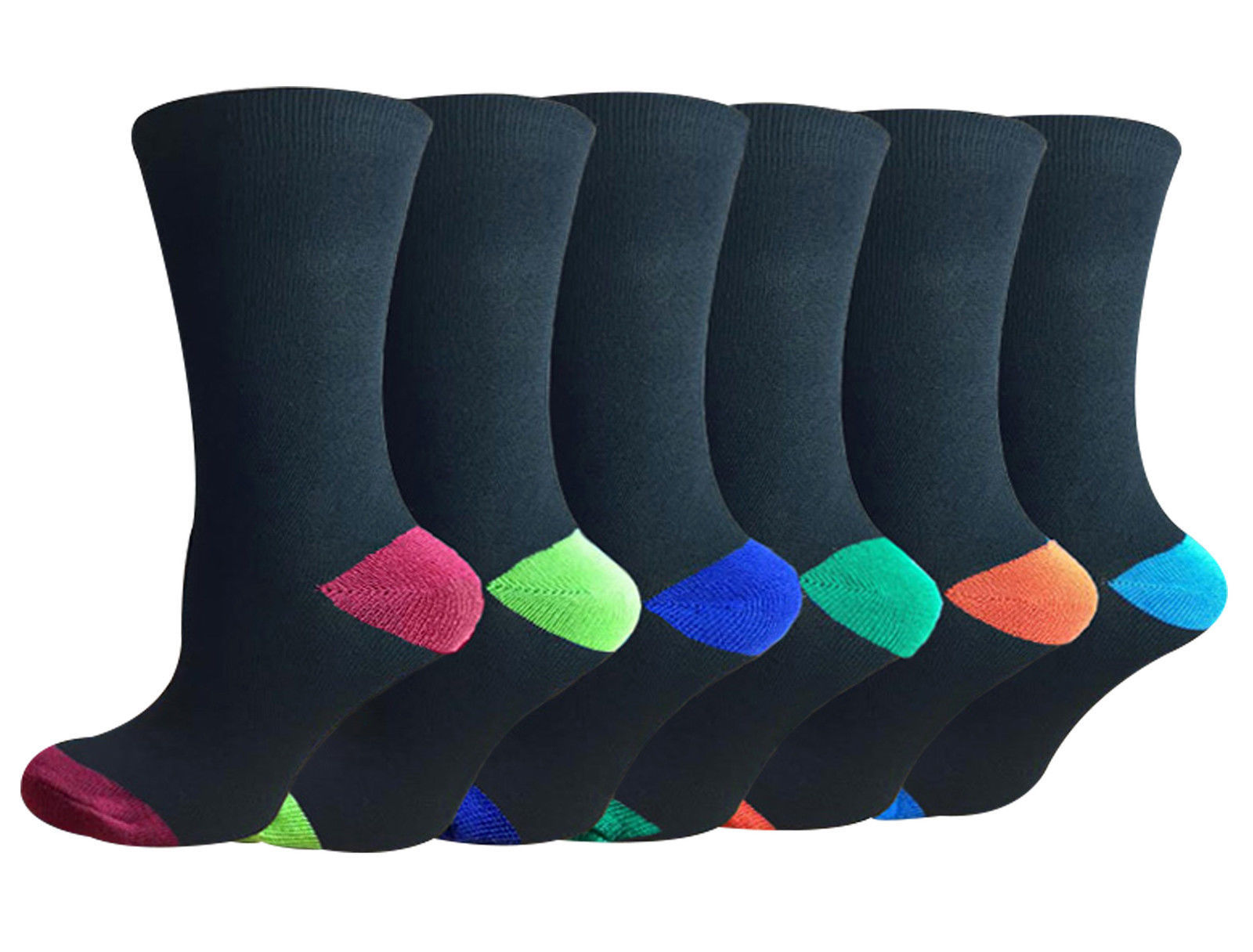 Men’s Cotton Rich Heel & Toe Solid Pattern Socks Size 10-13 3,6 & 12 Packs